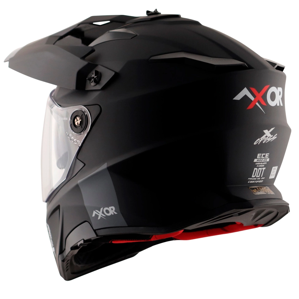 Шлем AXOR X-CROSS DUAL VISOR-E SC, с визором, цвет матовый черный (XL)