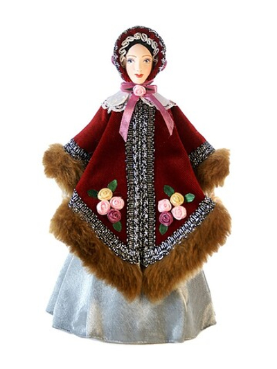 Кукла коллекционная Дама в бархатном салопе 19 века
