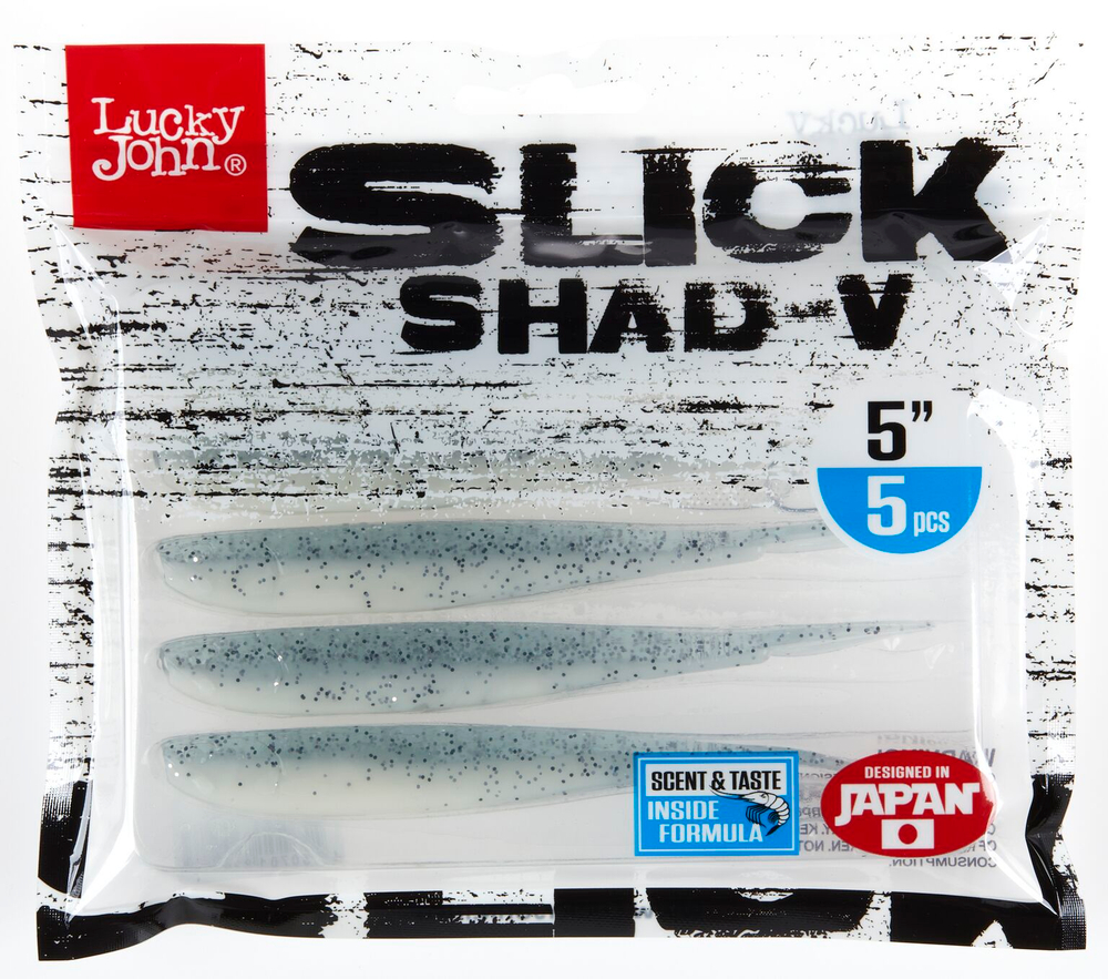 Виброхвост LJ 3D Slick Shad-V 5" (12.7 см), цвет 017, 5 шт.