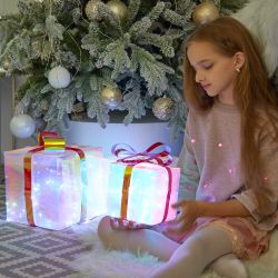 ULD-R509 USB GIFTBOX SET Светильник декоративный Коробки с подарками. с USB проводом. Набор из 3штук. 300 светодиодов. Белый свет. Цвет корпуса радужный. TM Uniel