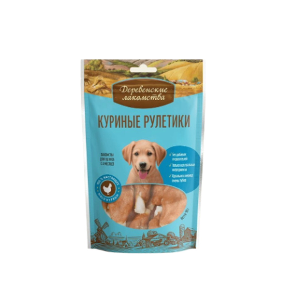 Куриные рулетики для щенков Деревенские лакомства 0,09кг
