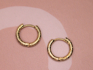 Швензы кольца фактурные 14х2 мм позолота