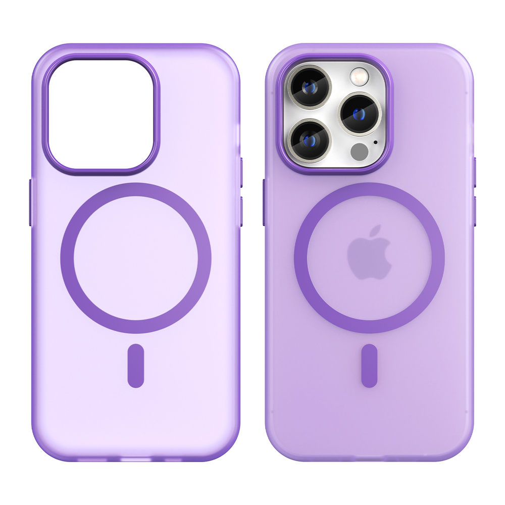 Чехол защитный фиолетового цвета с поддержкой MagSafe для смартфона iPhone 14 Pro Max, серия Frosted Magnetic