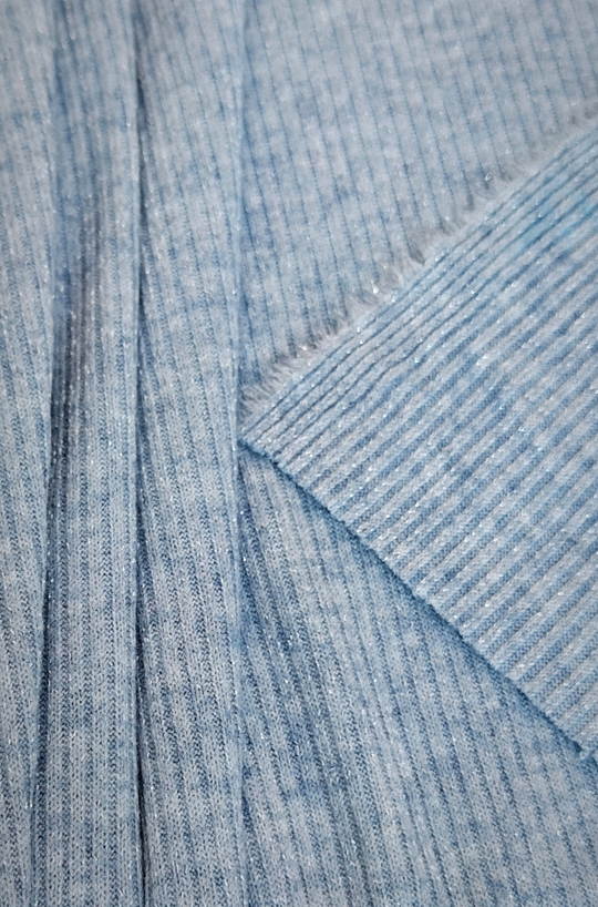 Трикотаж лапша, голубой меланж, люрекс, вискоза SOFI