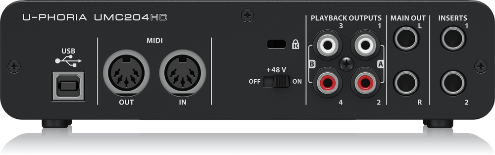 Behringer UMC204HD внешний аудио интерфейс, 24 бит/192кГц, 2 вх./4 вых., USB