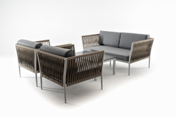 "Касабланка" лаунж-зона плетеная из роупа 4-местная, цвет серый