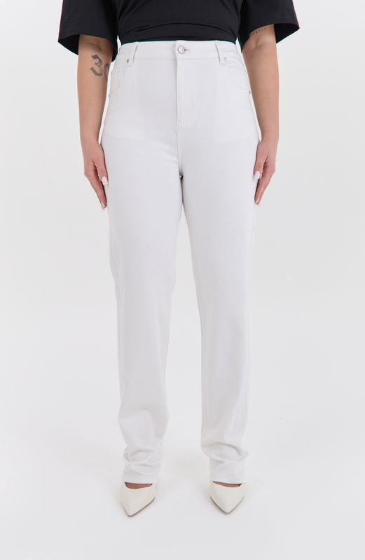 Джинсы straight fit с высокой посадкой, молочный