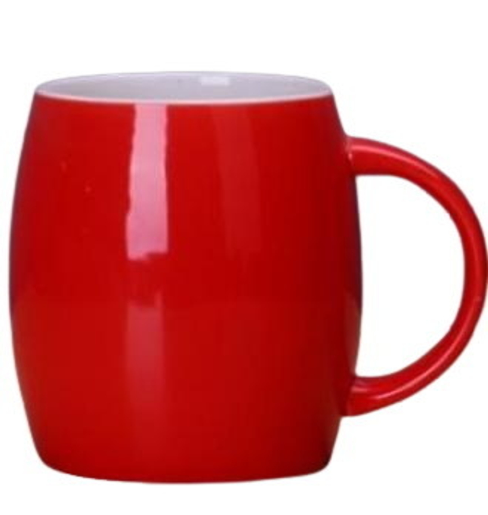 271032Y1 УЦЕНКА Кружка "Бочонок" h=10см, l=12,5см, 480мл, керамика глян.красный