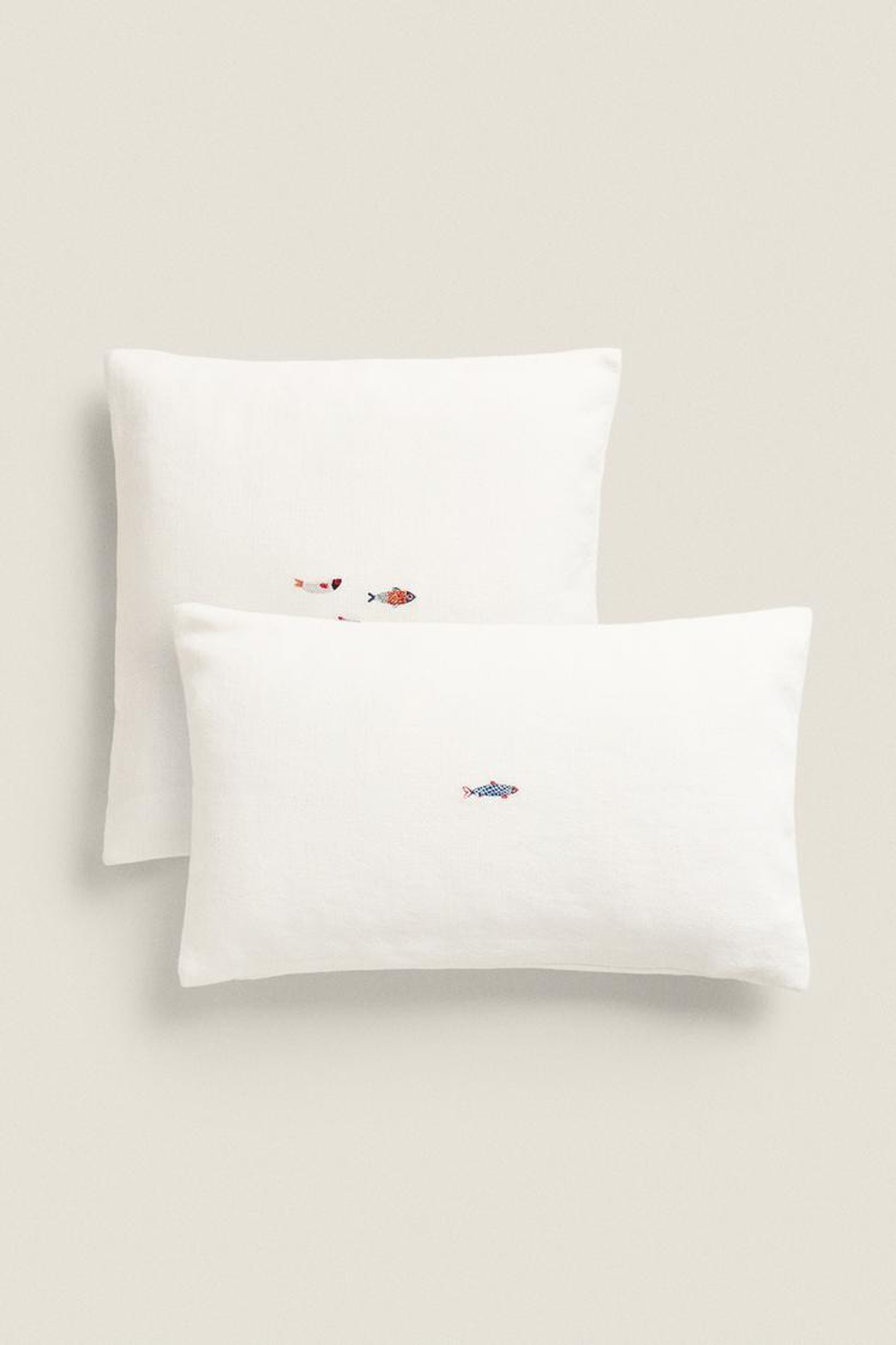 ZARA HOME ЧЕХОЛ НА ПОДУШКУ С ВЫШИВКОЙ, КРЕМОВЫЙ