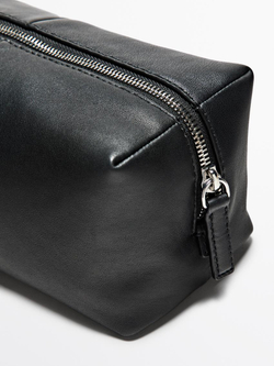 Massimo Dutti Косметичка из кожи наппа с застежкой-молнией, черный