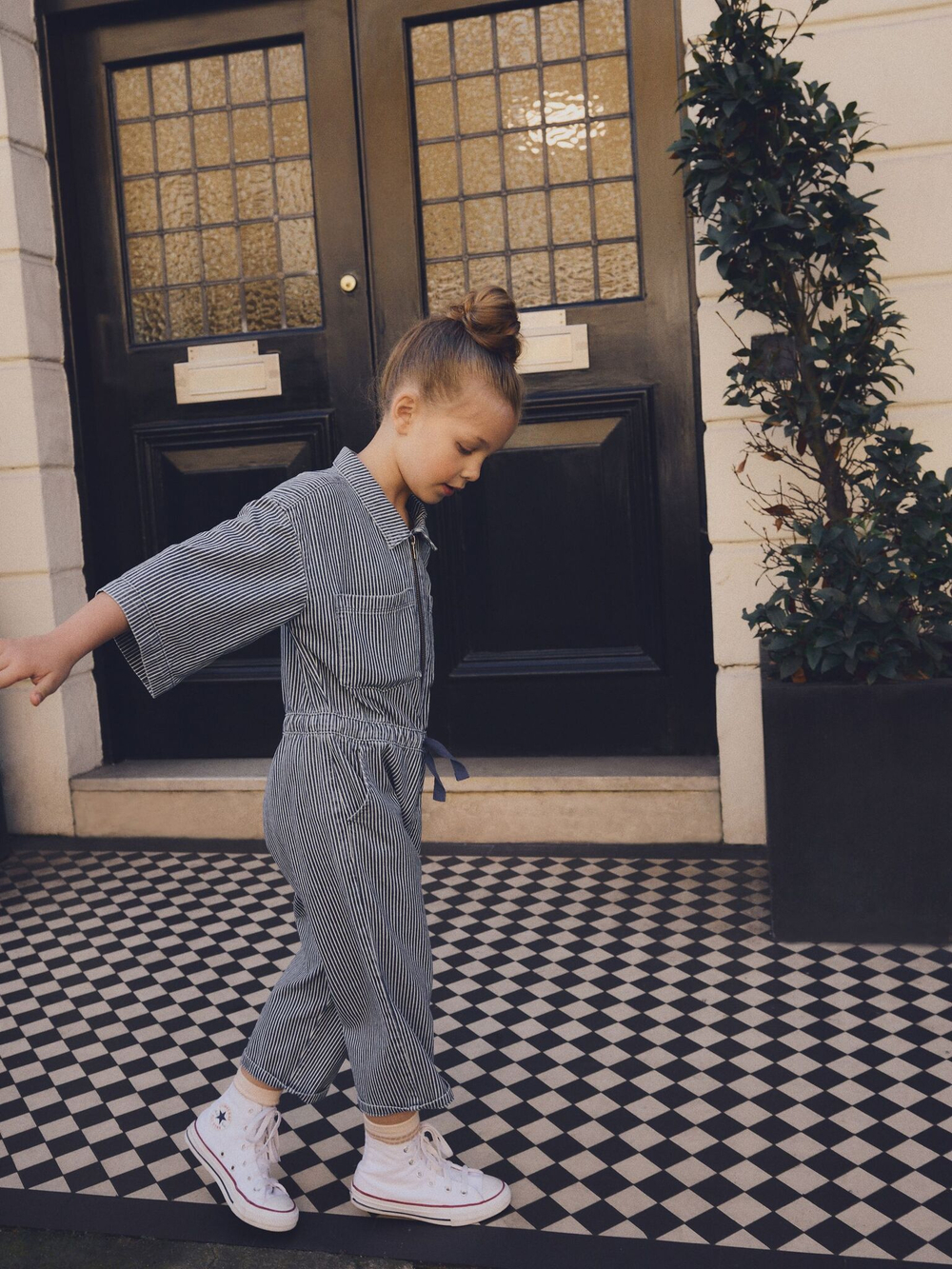 Комбинезон джинсовый для девочки Next E87-242, Синий, Белый