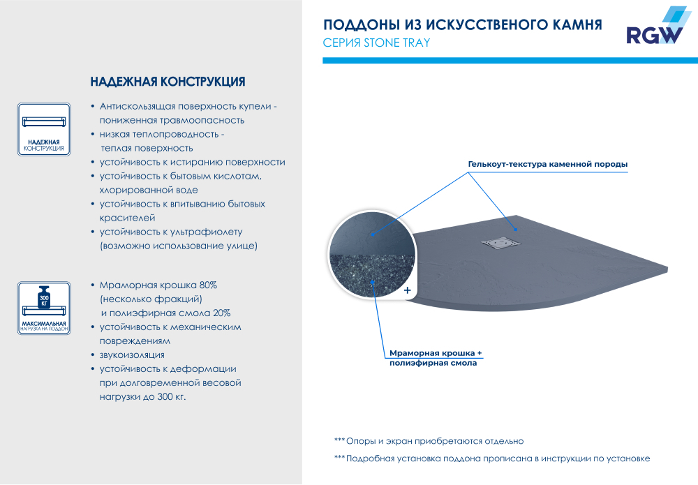 Душевой поддон полукруглый RGW ST/R-G Графит