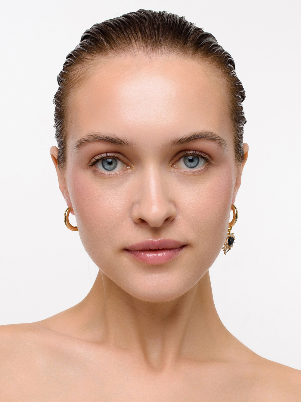 Серьги "Wing black" Gold