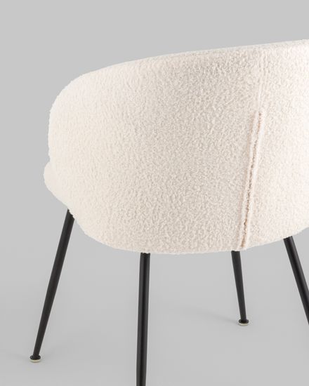 Стул Leaf белый, ткань букле, черные ножки