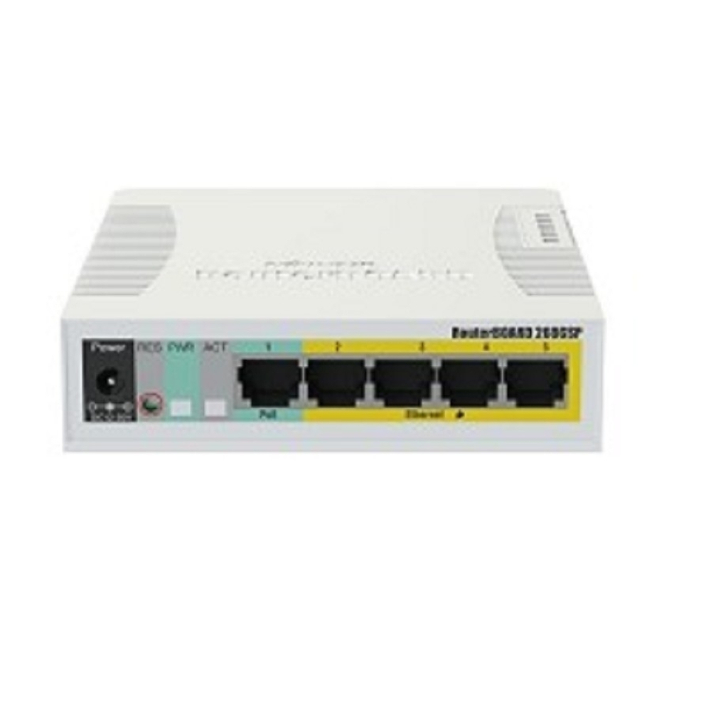 MikroTik RB260GSP (CSS106-1G-4P-1S) Коммутатор RouterBOARD 260GSP 1xSFP, 5x10/100/1000 Gigabit Ethernet, PoE with indoor case and power supply