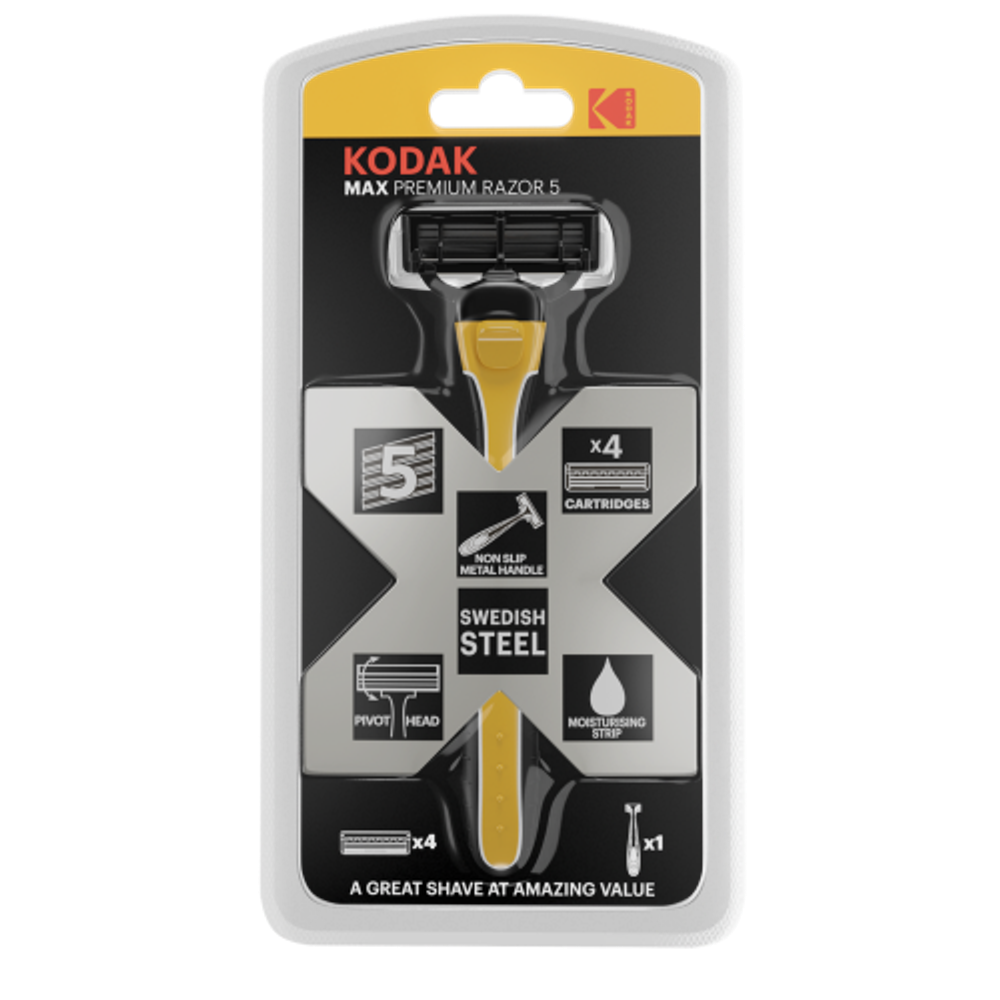 Бритвенная система Kodak MAX Prem Razor 5 мужская 5 лезвий 4 сменные кассеты | Kodak
