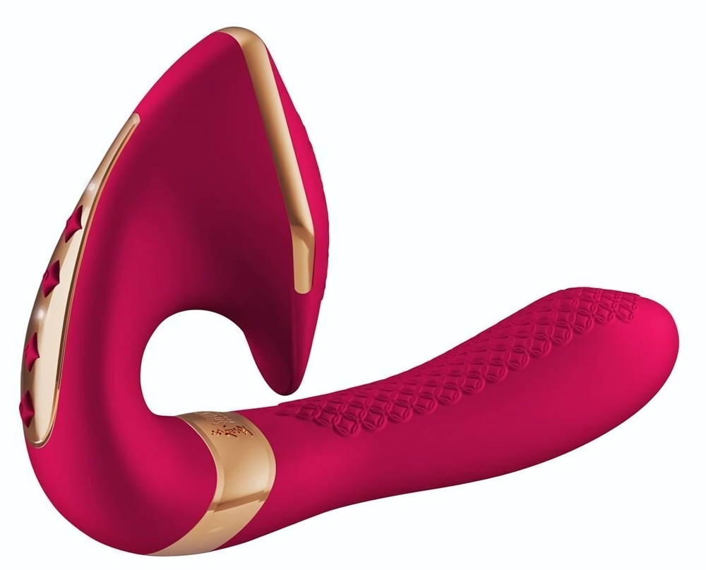 Малиновый вибростимулятор SOYO - 17 см. (Цвет: малиновый)