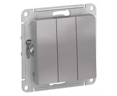 Выключатель трехклавишный / 3 клавишный 10А, алюминий ATLAS DESIGN