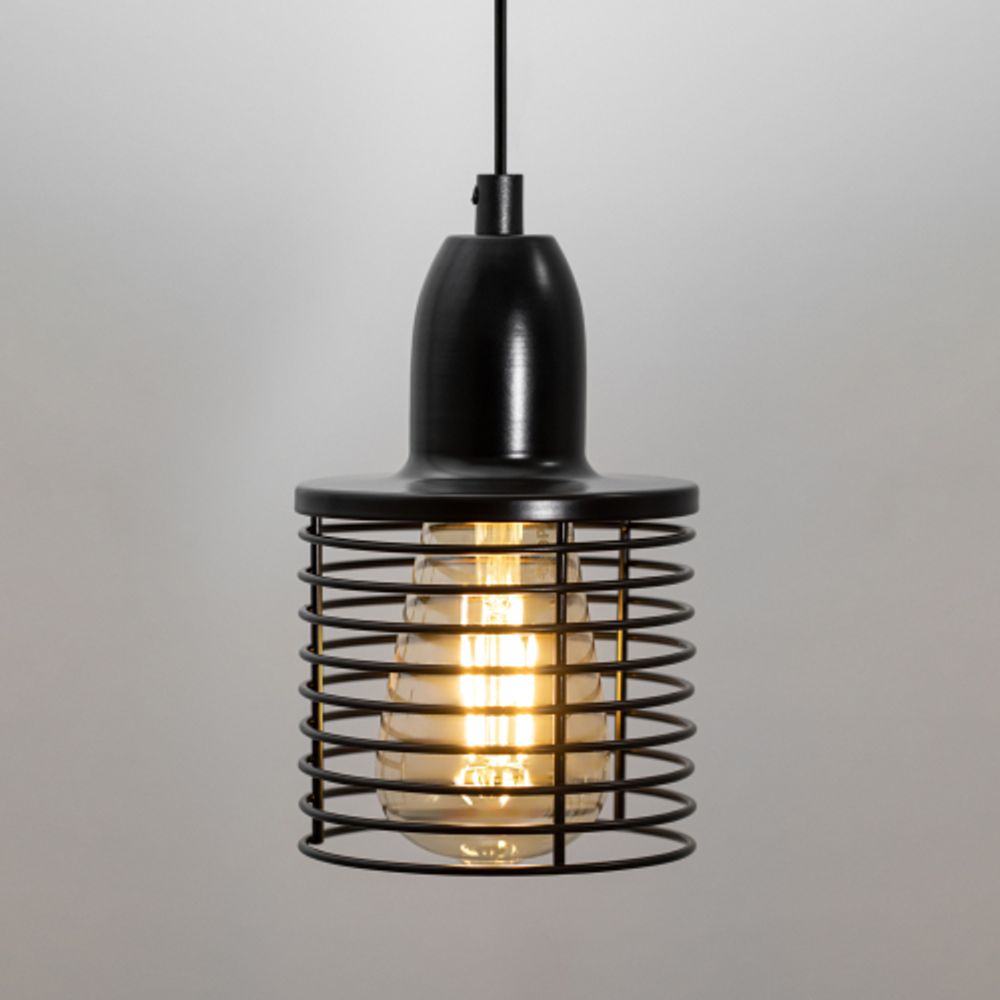 Светильник подвесной (подвес) ЭРА PL5 BK металл, E27, max 60W, высота плафона 170мм, подвеса 800мм, черный