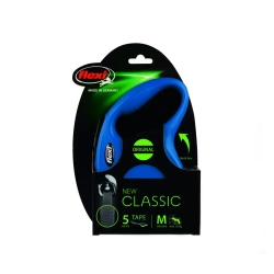 Поводок-рулетка flexi new classic m длиной 5 м для собак до 25 кг лента голубая