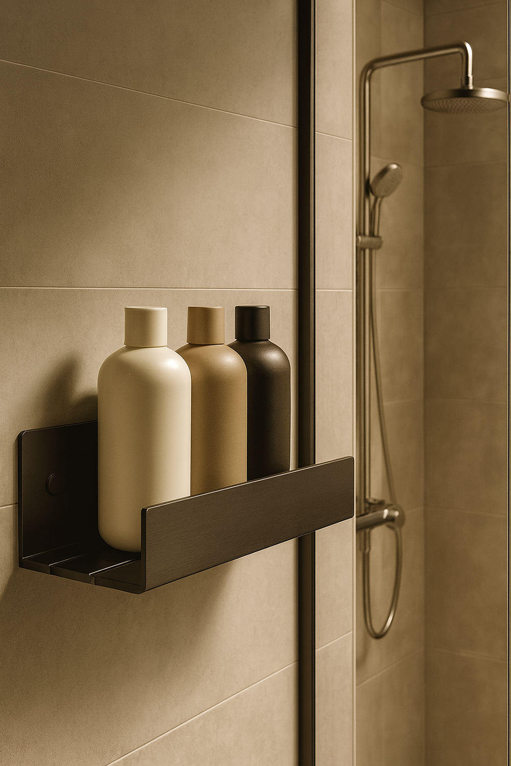 Полка для душа STWORKI Стокгольм S36375GB подвесная, вороненая сталь