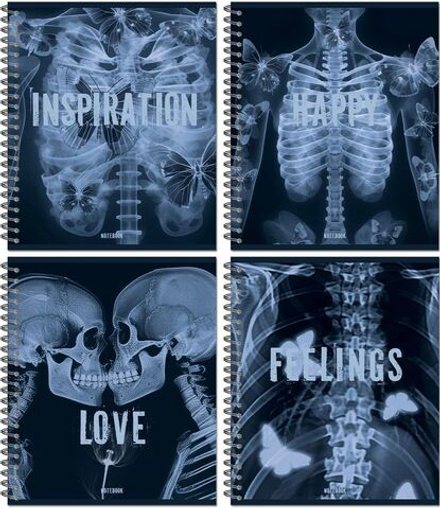 Тетрадь А5 48л кл. гребень Полином "Зигзаги" софт-тач, 4 дизайна, БЕЗ ПОЛЕЙ