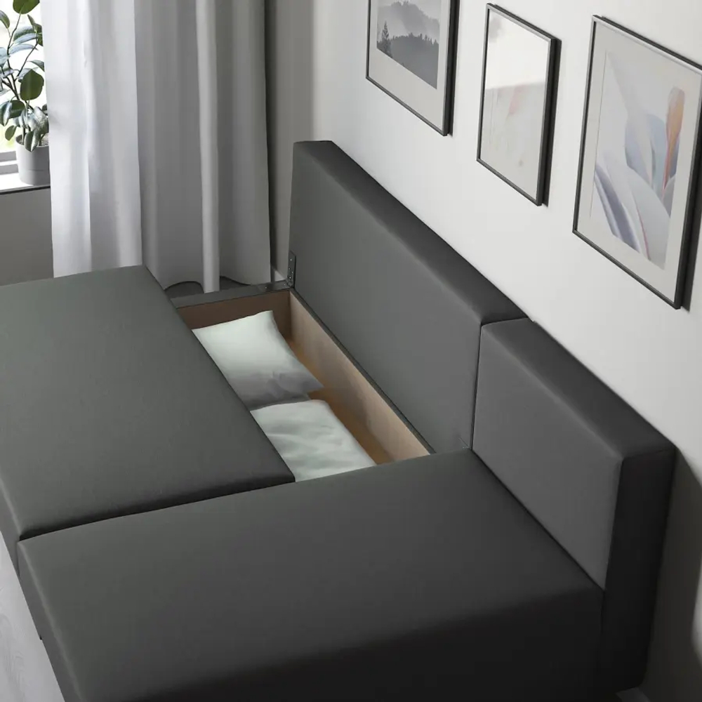 3-местный диван и шезлонг - IKEA ÄLVDALEN/ALVDALEN/ЭЛВДАЛЕН ИКЕА, 81х82х196 см, черный