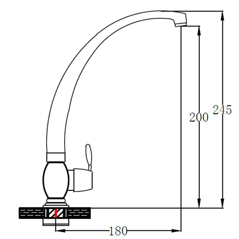 Смеситель для кухни, РМС, с кран-буксой, для одного типа воды, хром, SL79-269F-2