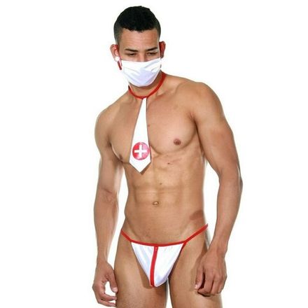 Мужской эротический костюм "доктор" 3 в 1: стринги, галстук, маска LaBlinque LB15270