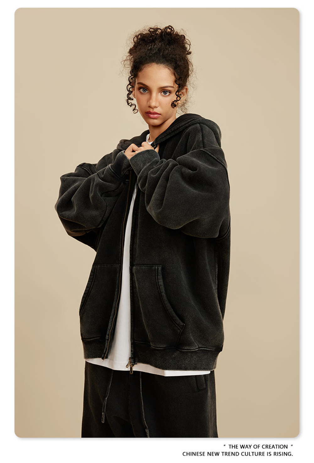 Женский американский модный брендовый костюм с эффектом потёртости и капюшоном,бархатная толстовка с двойной молнией