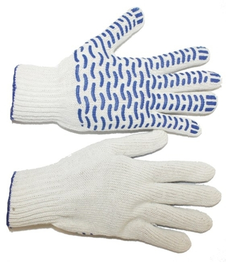 Перчатки х/б с ПВХ "ВОЛНА-ПРЕМИУМ" 7,5 класс, 65гр, ручной оверлок, кратно 10пар(х250)