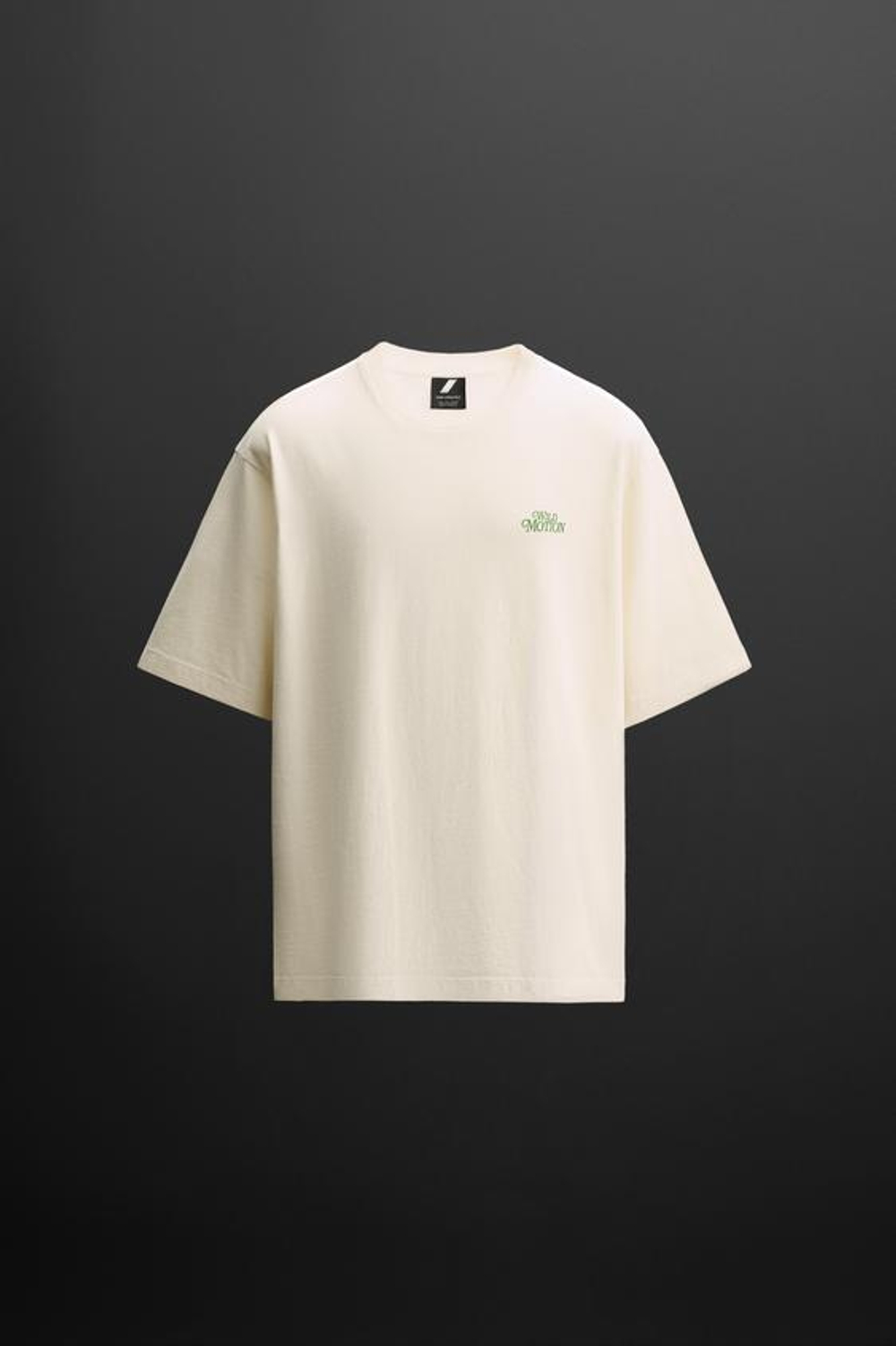 ZARA ФУТБОЛКА С КОНТРАСТНЫМ ПРИНТОМ, ЦВЕТ СЛИВОЧНОГО МАСЛА