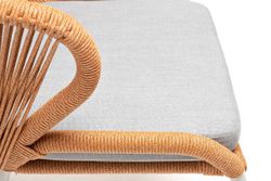 "Милан" стул плетеный из роупа, каркас алюминий светло-серый (RAL7035) муар, роуп оранжевый меланж круглый, ткань светло-серая