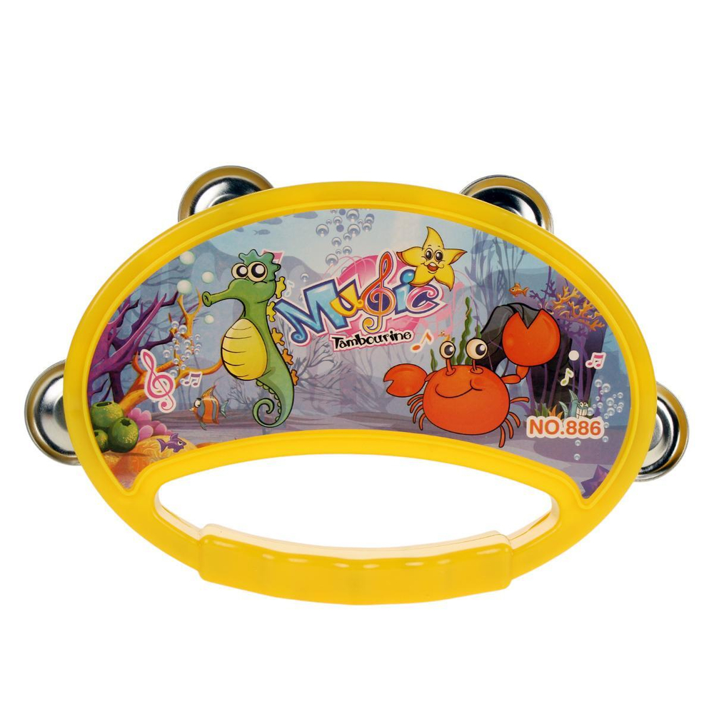 Бубен 16см, желтый, пакет 886