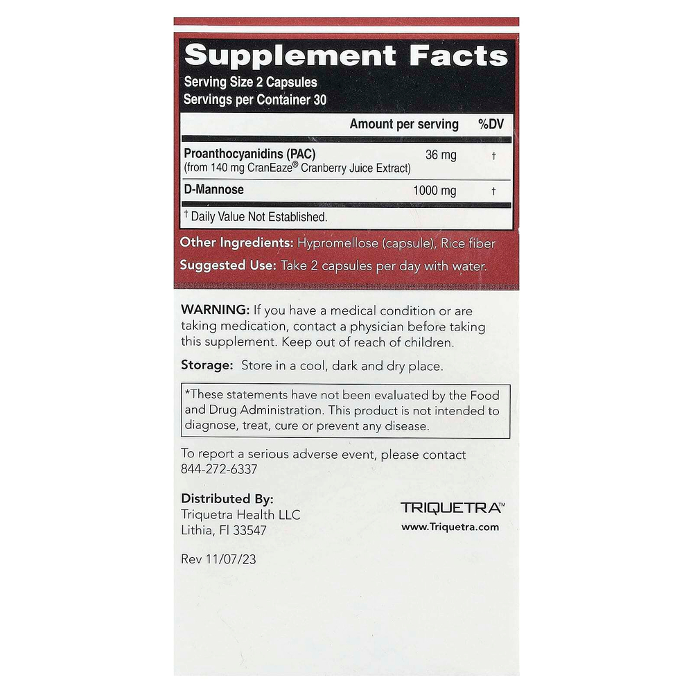 Triquetra Health, CranEaze®, экстракт клюквенного сока, 60 капсул