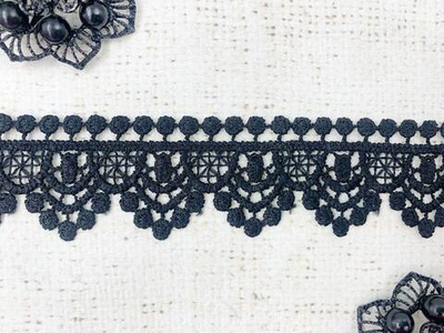 Кружево плетеное, ш. 3,5 см, чёрный