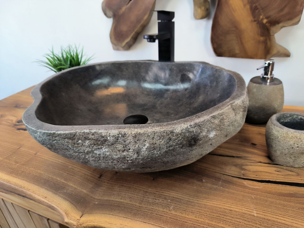 Раковина из речного камня RS-65798 53х45х15 из натурального камня