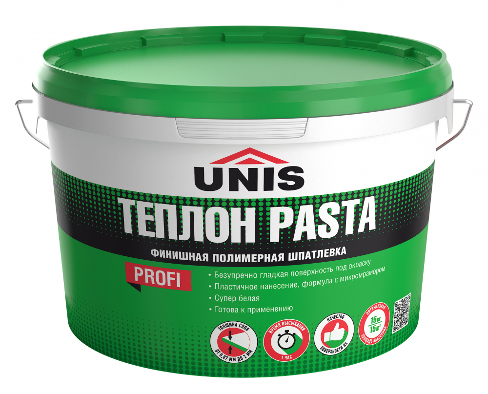 Шпатлевка UNIS ТЕПЛОН PASTA полимерная готовая к применению 15 кг