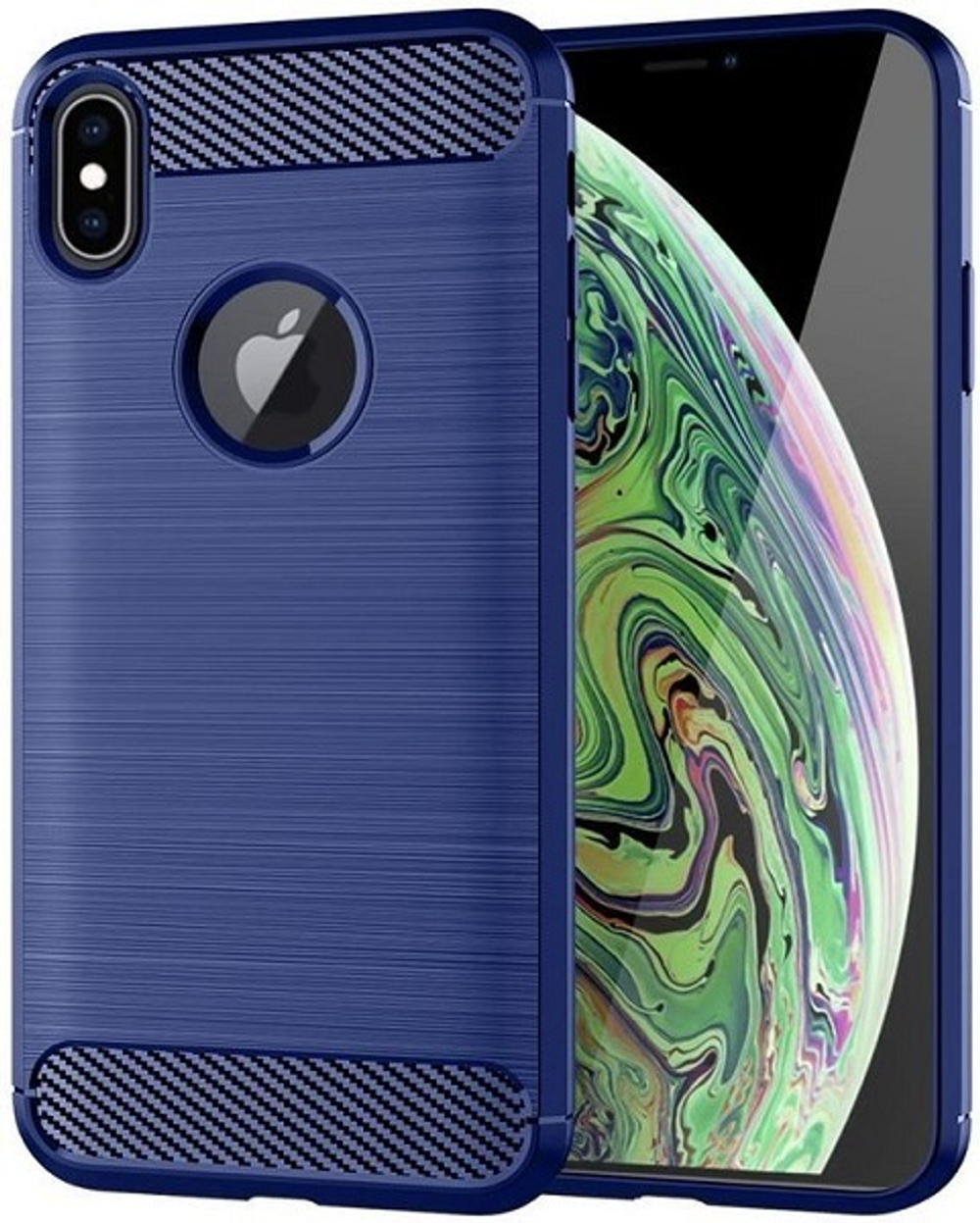 Чехол для iPhone XS цвет Blue (синий), серия Carbon от Caseport