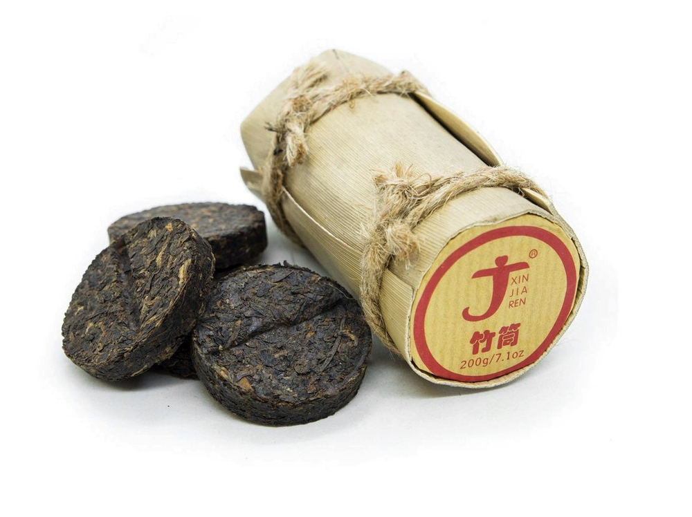 59276 Чай прессованный черный Пуэр Шу "Синьцзяжэнь Мини Чжутун",  100гр - 10 по 10гр