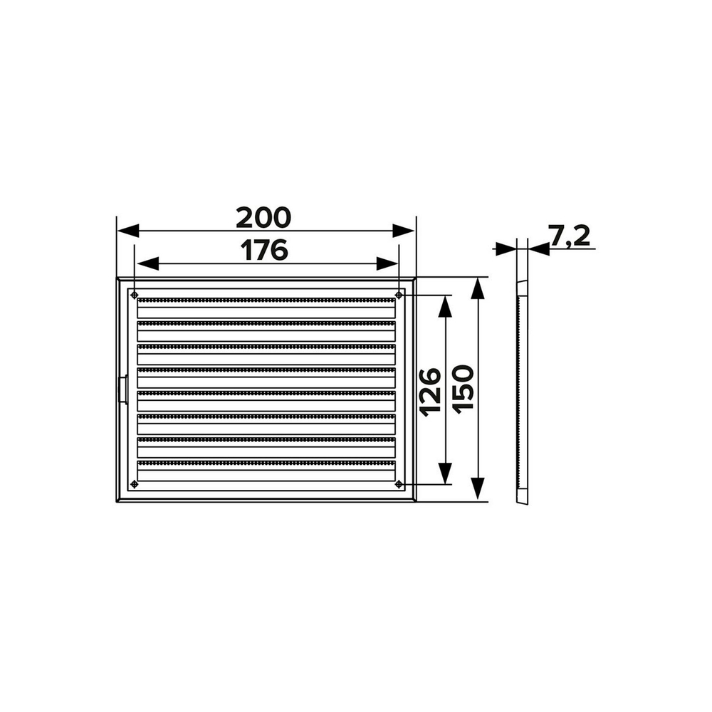 Решетка вент. 200*150 2015RZN ж/наклонные с сеткой, разъемная ERA