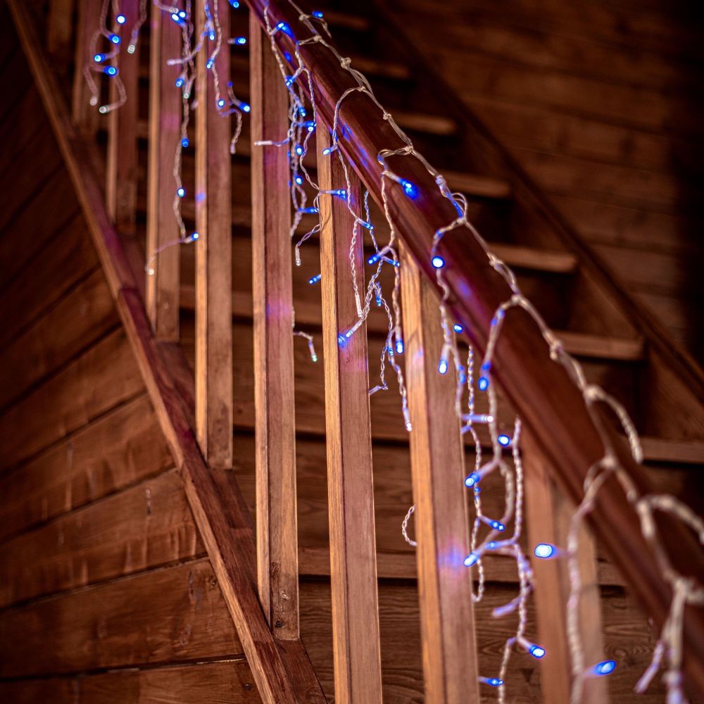 ULD-B3007-200-TTK BLUE-WHITE IP44 Бахрома светодиодная с эффектом мерцания. 3м. Соединяемая. 200 светодиодов. Синий и белый свет. Провод прозрачный. ТМ Uniel