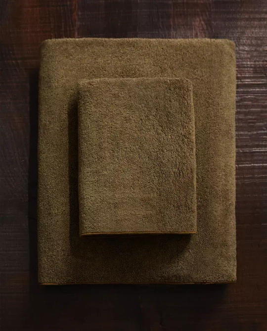 ZARA HOME ПОЛОТЕНЦЕ ИЗ ХЛОПКА, ТЕМНЫЙ ХАКИ
