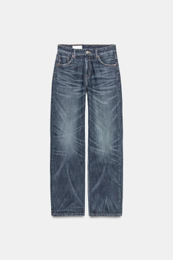 ZARA ДЖИНСЫ-БОЙФРЕНДЫ TRF СО СРЕДНЕЙ ТАЛИЕЙ, МОРСКОЙ СИНИЙ