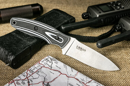 Нож Kizlyar Supreme Urban Niolox (StoneWash, G10 Black-White Handle, Kydex Sheath)