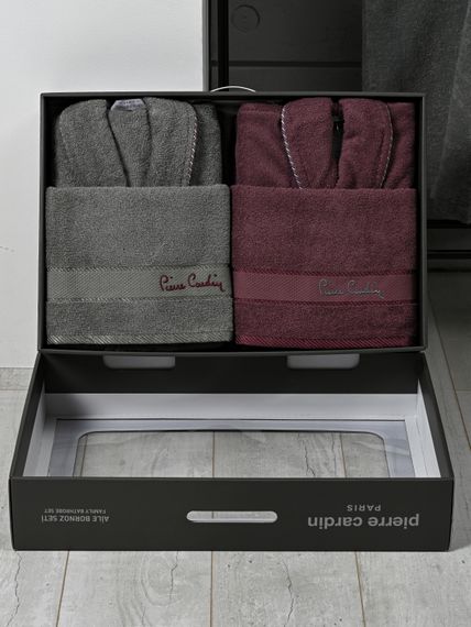 Набор махровый халат мужской и женский с полотенцами PIERRE CARDIN