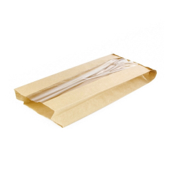 Пакеты бумажные с окном v-дном 11(5)х4х26см бежевые (1/1000шт)