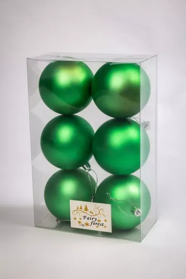 Набор пластиковых шаров Анет 80 мм., шалфей матовый, 6 шт., ЕлкиТорг (150306)
