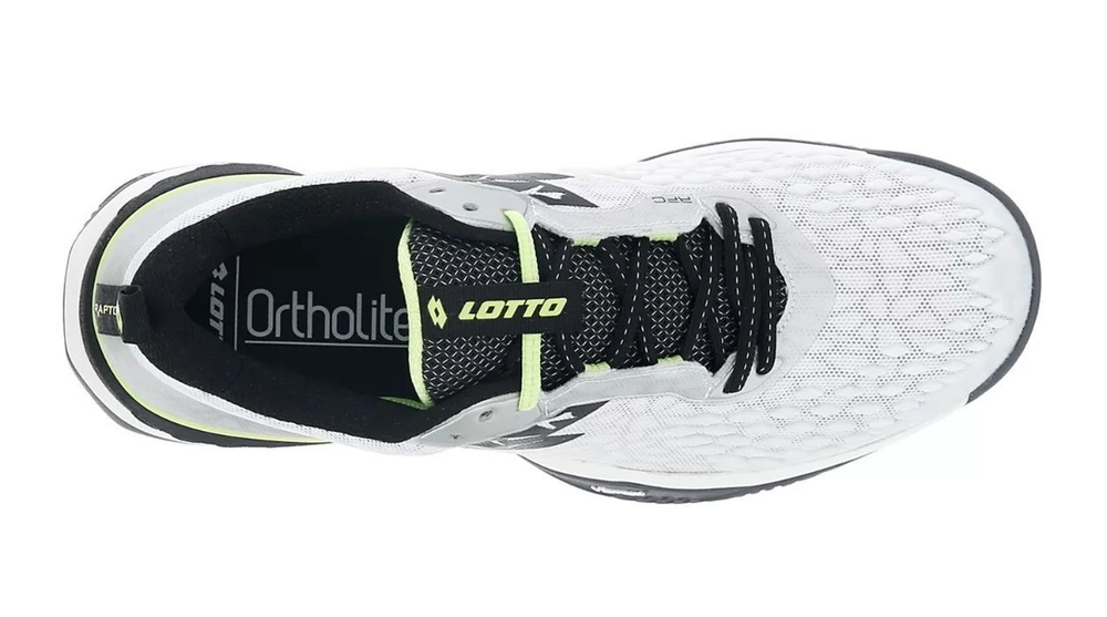 Мужские кроссовки теннисные Lotto Raptor Hyperpulse 100 Clay - all white/all black/sharp green