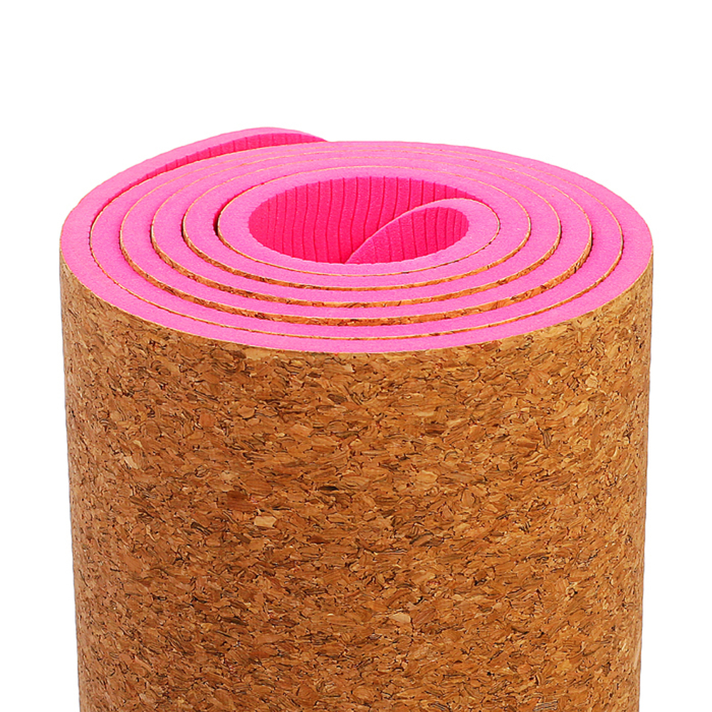 Коврик для йоги Пробка Pink 183*61*0,6 см